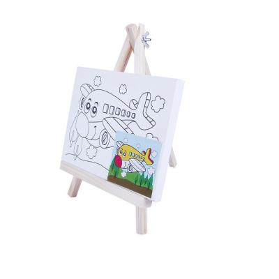 China BOMEIJIA Wood+canvas DIY Children's Artwork Bulletin Board Wooden Easel Stand Set Small Easel Wooden Table Painting Drawing Canvas for sale