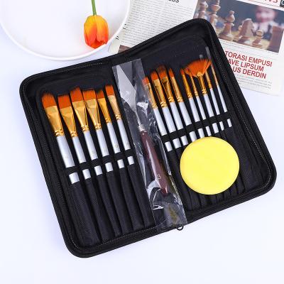 China Professional High Quality Watercolor Paint Handle Artist Watercolor Oil Painting Wooden Brush Set for sale