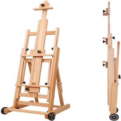 China Painting Easel Beech Wood Wholesale Adjustable Movable Tilt 77 Inch Multifunctional Studio H Shaped Easel for sale