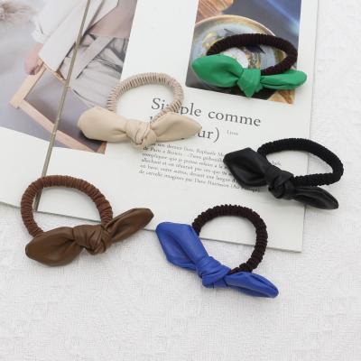 China 2022 New Style Cute Bunny Ears Knotted Bow Hair Bunny Elastic Cute PU Rope Tie For Ladies for sale