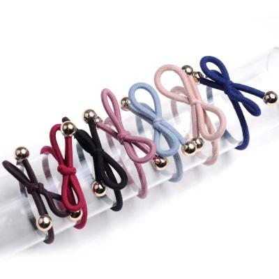 China Simple Fresh Handmade Elastic Hair Band High Stretch Small Elastic Hair Accessories Bow Hair Rope Tie for sale