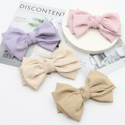 China New Design Three Layer Pure Fabric Color Three Layers Bow Hair Clip For Women Hair Accessories for sale