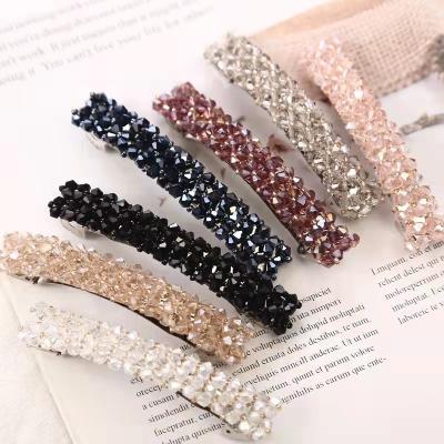 China Shiny Version Korean Exquisite Crystal Hair Clip Handwoven Spring Clips For Girls Hair Pin for sale