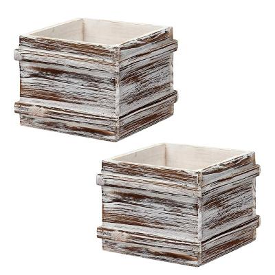 China CLASSIC Rustic Brown Wooden Flower Pot Box Wooden Succulent Planters Stand for sale