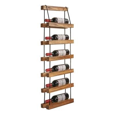 China High Quality Solid Wood Kitchen Wall Cabinets Wine Bottle Display 6 Tier Wine Rack Wall Mounted for sale