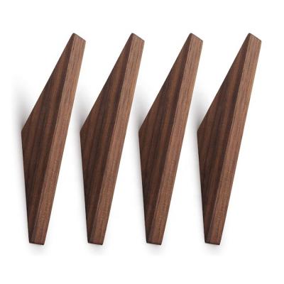 China High Quality Viable Black Walnut Wooden Hook Natural Wood Wall Hook 4 Packs for sale