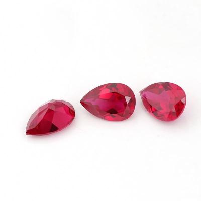 China Jewelry Sets Custom Cut Pear Lab Grown Red Gemstone Fancy Red Ruby For Jewelry Making Loose Red Stone for sale