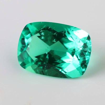 China Jewelry Making Wholesale Cushion Shape Emerald Stone Kolombia Hydrothermal Synthetic Emerald Stone Price Per Carat for sale