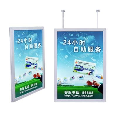 China Custom Logo Window Display UV Poster Light Box Lights Double Sided Aluminum Hanging Rectangle for sale