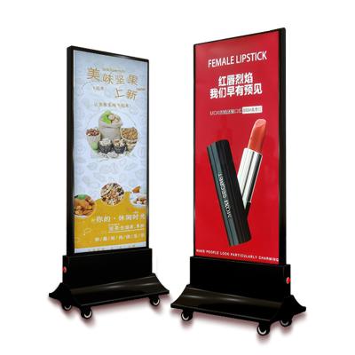 China Factory Manufacture Silver Double Screen Moving Advertising POS Light Box Customized for sale