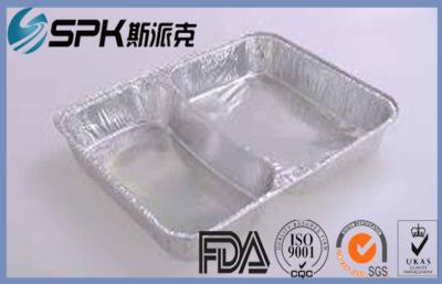 China Recycling Cake Baking Foil Takeaway Containers Two Compartment Meal Trays for sale