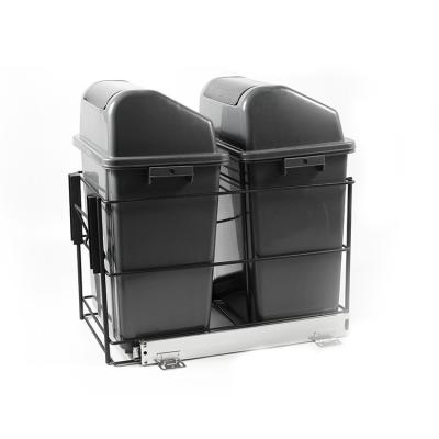 China Sustainable Stable Quality Plastic Double Hanging Bin Sideboard Rubbish Can for sale