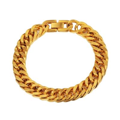 China FASHIONABLE Wholesale Delicacy Stainless Steel Adjustable 24k Gold Plated Bracelet Men Women Fashion Jewelry for sale