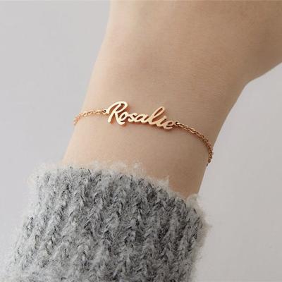 China Custom Baby Name Bracelets Kids Anklet 18K Gold Plated Personal Foot Jewelry for sale