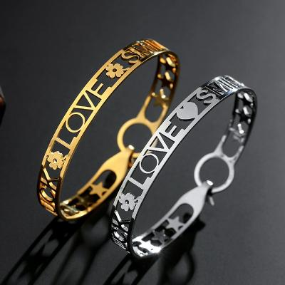 China Fashionable Wholesale Gold Color Smile Love Bracelets 18K Stainless Steel Bracelet Bangle Woman for sale