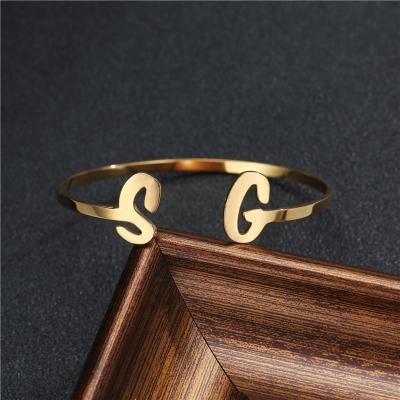 China TRENDY Adjustable Girl Cuff Bangle Bracelet Silver Personalized Custom Letter Bracelets for sale