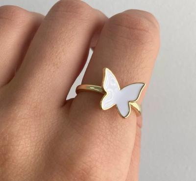 China New Design CLASSIC Enamel Butterfly Charm Women Rings Jewelry Party Girls Index Finger Ring for sale