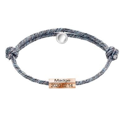 China FASHIONABLE Mens Bangle Bracelet Custom Stainless Steel 2pcs Couple Magnetic Adjustable Braided Rope Bracelet. for sale