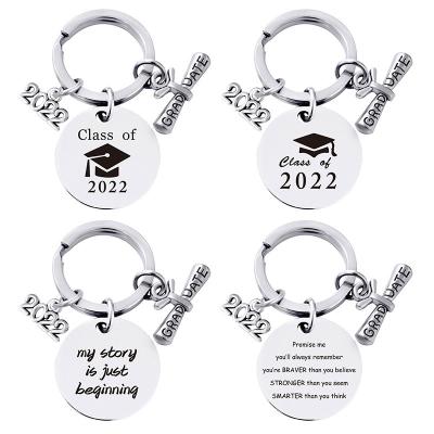 China Stainless Steel Round Graduation Season Gift Ever Key Chain 2022 Engraved Metal Key Chain for sale