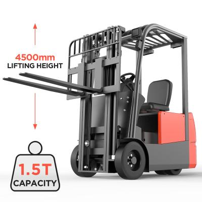 China Garment Shops Electric Forklift 1.5 Ton 1.5t Electric Forklift 3 Wheel Electric Forklift for sale