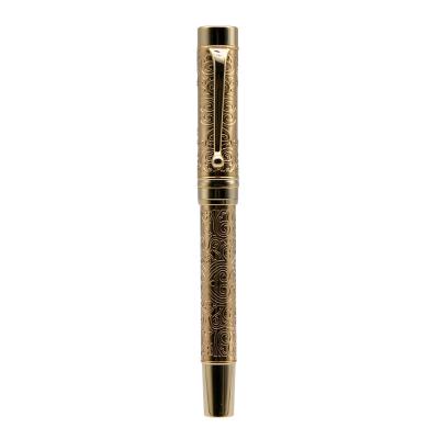 China Office & School Pen Hot Selling Modern Stationery Luxury Gold Pattern Rollerball Pen Design Metal Roller Pen for sale