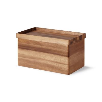 China Acacia Soild Wood Sustainable Bread Bin With Cutting Board Lid And Wooden Serving Tray Wooden Bread Box for sale