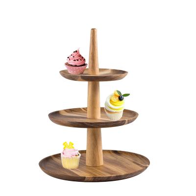 China Party Viable Wooden Tiered Tray Fruit Wedding Cake Stand 3 Cake Stand Birthday Cake Stand for sale