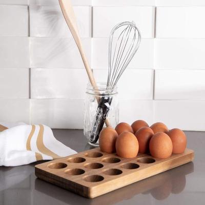 China Handmade 18 Hole Walnut Egg Tray Rack Viable Storage Rack Strong Strong Solid Wood for sale