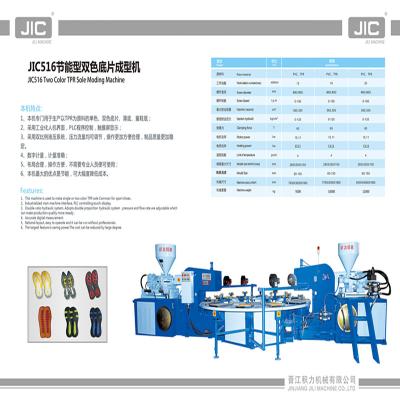 China Footwear Machine 2022 Two Colors JIC516 Two Colors PVC TPR Servo Control Sole Molding Machine for sale