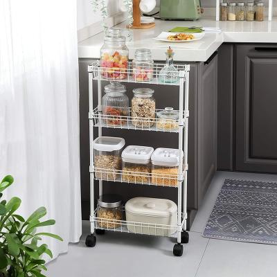 China Contemporary Slim Height Serving Cart For Household Wire Locker 3 Tier Storage Cart For Kitchen for sale