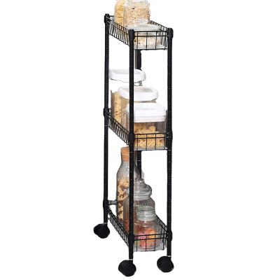 China Sustainable Amazon hotselling 3 Tier Wire Shelving Unit Storage Cart Slim Cart for sale