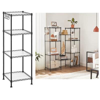 China Sustainable 4-Tier Metal Shelving Kitchen Storage Shelf Bathroom Grid for sale