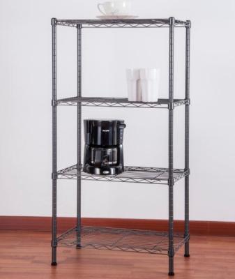 China Sustainable 4 Tier NSF Height Adjustable Wire Shelving In Black Finish Kitchen Storage Rack for sale