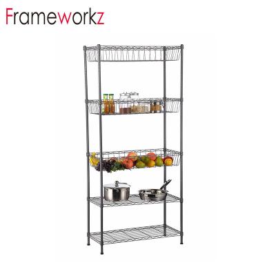 China Viable Cheap Wholesale 5 Tier Household Wire Shelving , Household Display Rack for sale