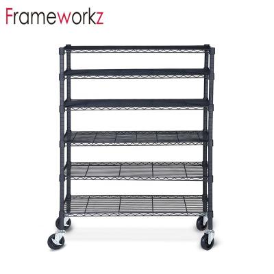 China NSF Approval 6 Tier Sustainable Chrome Adjustable Shelving Racks Garage , Heavy Duty Wire Shelf for sale