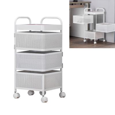 China Multi-Layer Multi-Layer Seating Carts Metal Black White Utility Cart Rotating Rotating Storage Trolley With Wheels for sale