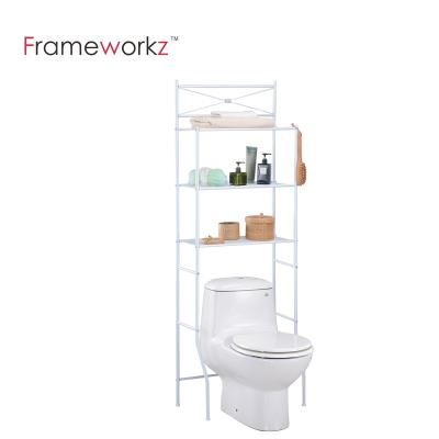 China Wholesale Viable Brush Rack Space Saver Storage Shelf Metal Wire Shelf Rack For Bathroom for sale