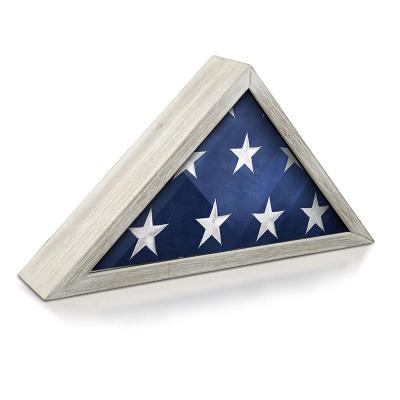 China Rustic White American Military Veteran Coffin Burial Storage Amazon Best Seller 5x9 Wooden Flag Memorial Shade Box Display Case for sale