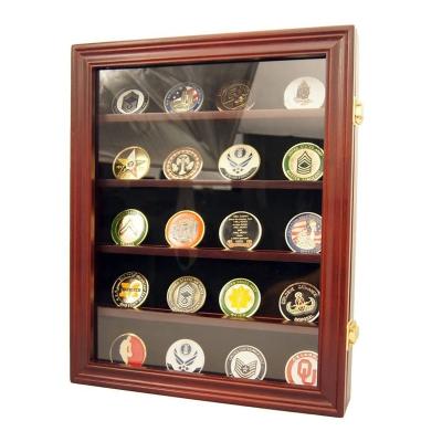 China High Quality Expandable Lockable Military Challenge Coin Display Case Cabinet Holder Stand Shade Box for Ribbons and Medals for sale