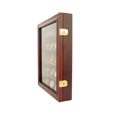 China Expandable Challenge Coin Showcase Walnut Challenge Coin Holder Display Showcase For Coins/Medals for sale