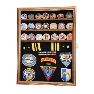 China Hot Sale 12x15 Expandable Custom Wooden Military Medal Frame Display Case Coin Display Case for sale