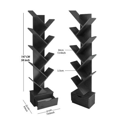 China (Size) Adjustable Black Color 10 Shelf Tree Shelf For Movies Books for sale