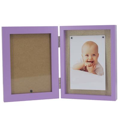 China Custom 6.29*8.27inch Pink Purple Photo Display And Other Colors Folding Photo Frame With Double Opening Hinge for sale