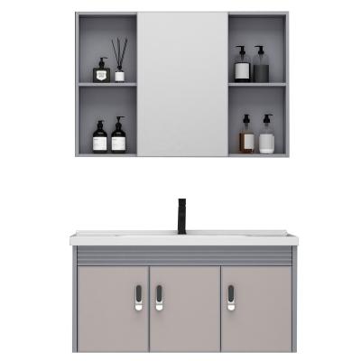 China Modern Floating Hotel Vanity Cabinet Mirror Sink Bathroom Furniture Durable for sale