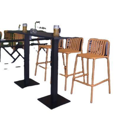 China Regular Commercial Bar Chair 2 Legs Bar Furniture Contract Aluminum Square Bar Table With Stools for sale