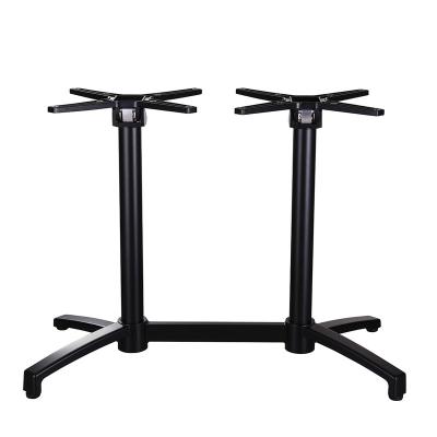 China Glossy Finish Powder Coating Metal Table Legs Table Bases Aluminum Rectangular Double Table Flip Bases for sale