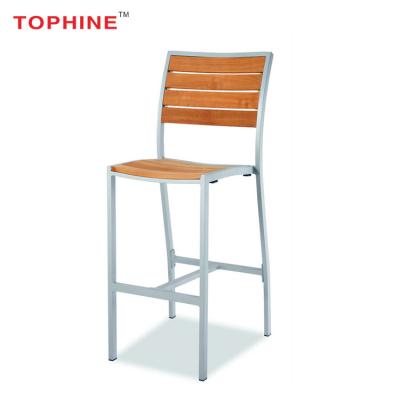 China Modern Commercial Teak Large Modern Commercial Aluminum Wood Frame Metal Furniture TOPHINE Contract Furniture Bar Stool High Chair for sale