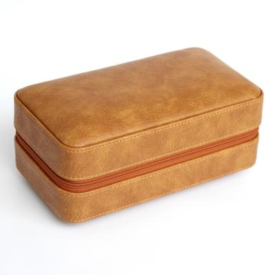 China Travel Cigar Case PU Cigar Pocket Luxury Genuine Leather Box For 6 Finger Travel Cigar Case for sale