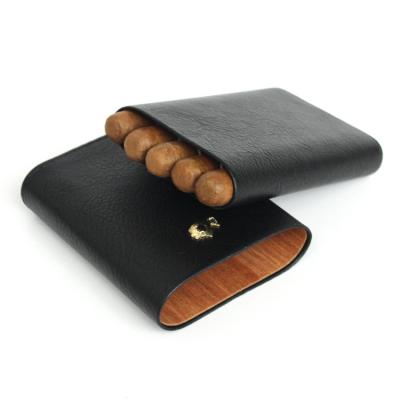 China Travel Cigar Case PU Cigar Pocket Luxury Genuine Leather Box For 3 Finger Travel Cigar Case for sale