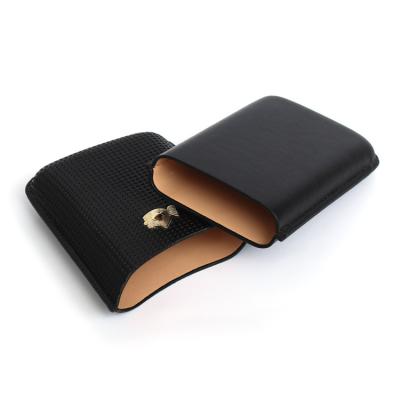 China Travel Cigar Case PU Cigar Pocket Luxury Genuine Leather Box For 3 Finger Travel Cigar Case for sale